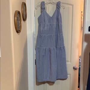 Old Navy Blue Checkered Midi Dress